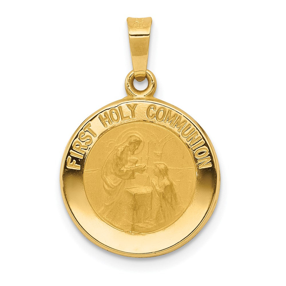 Die struck;14k Yellow gold;Hollow;Engravable;Polished back;Polished & satin