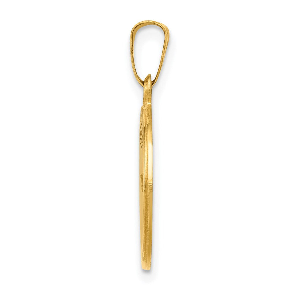 14k Polished and Satin Hollow HOLY COMMUNION Medal Round Pendant