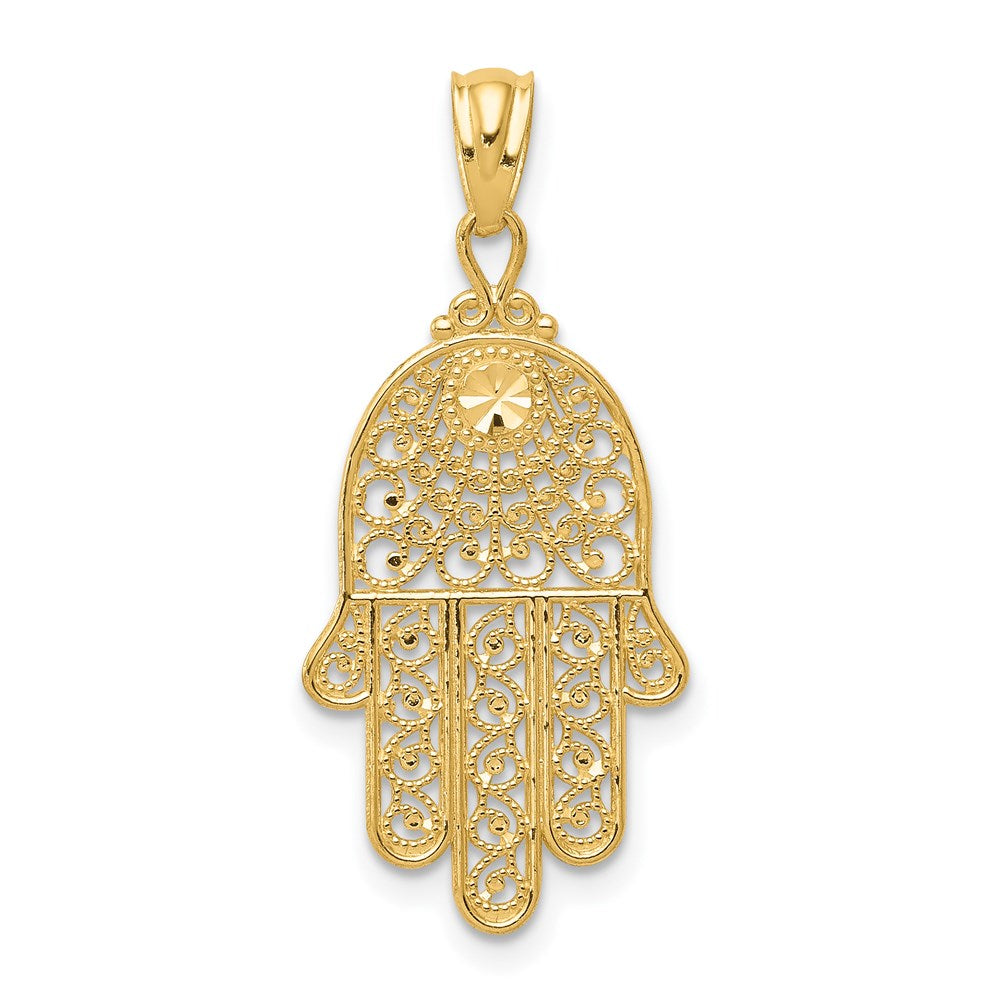 Solid;Polished;14k Yellow gold;Open back;Textured;Diamond Cut