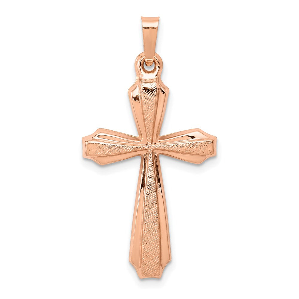 Solid;Polished;14k Rose gold;Textured