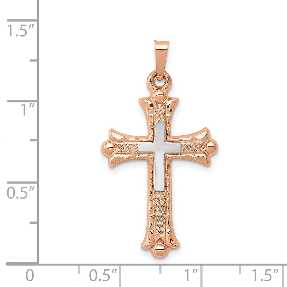 14K Two-Tone Fleur de Lis Cross Pendant
