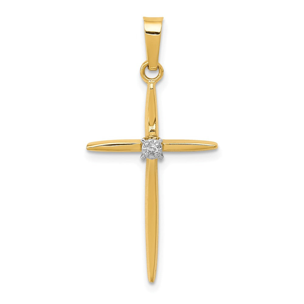 Polished;14k Yellow gold;Flat back;Diamond