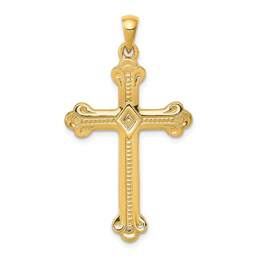 Solid;Casted;Polished;14k Yellow gold;Flat back;Engravable;Textured;Satin Back