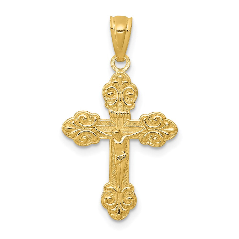 Casted;Polished;14k Yellow gold;Textured;Textured back