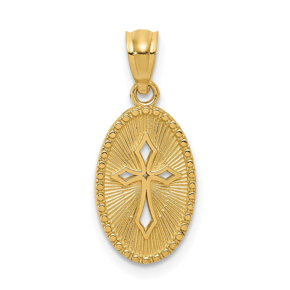 Polished;14k Yellow gold;Reversible;Textured;Textured back;Cut-out