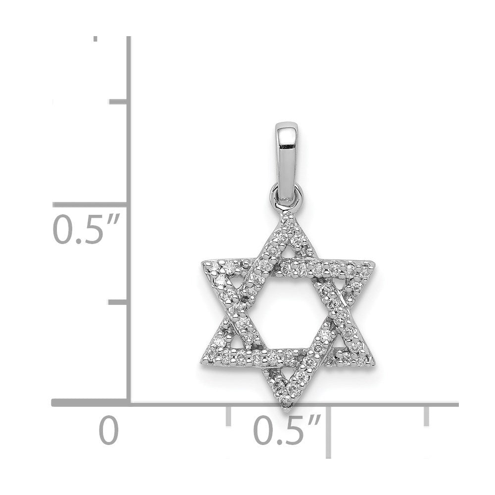 14k White Gold 1/8 carat Diamond Star of David Pendant