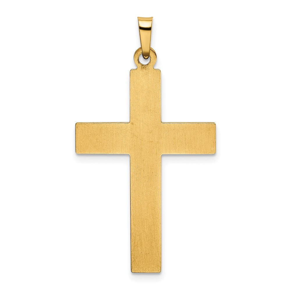 14k Polished and Satin with Dots Cross Pendant