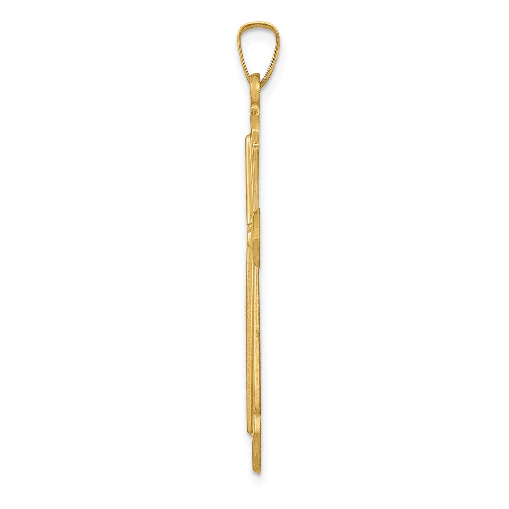 14k Polished and Satin Passion Cross Pendant