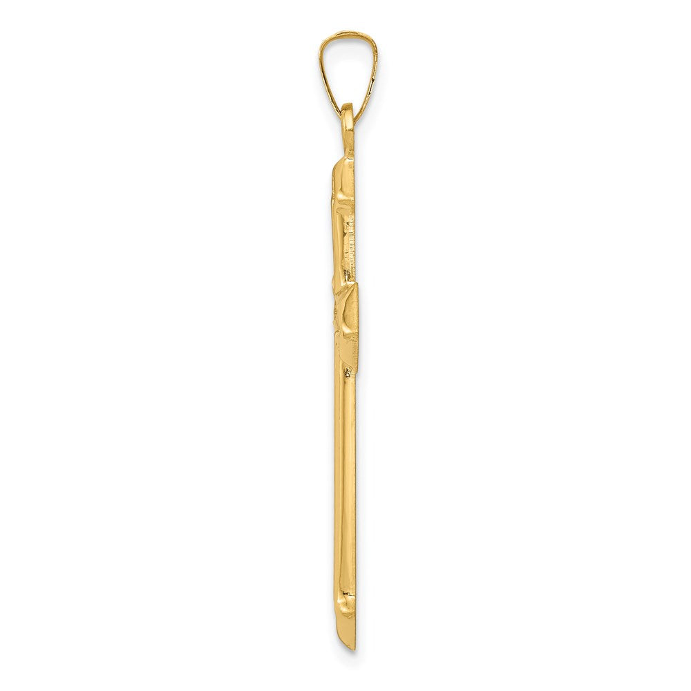 14k Polished and Textured Passion Cross Pendant