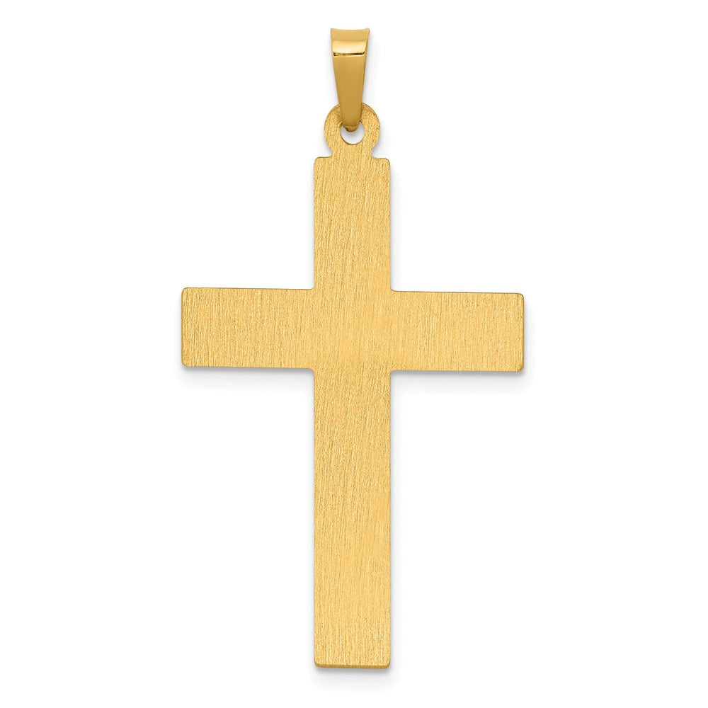 14K and White Rhodium Polished and Satin Cross with Dove Pendant