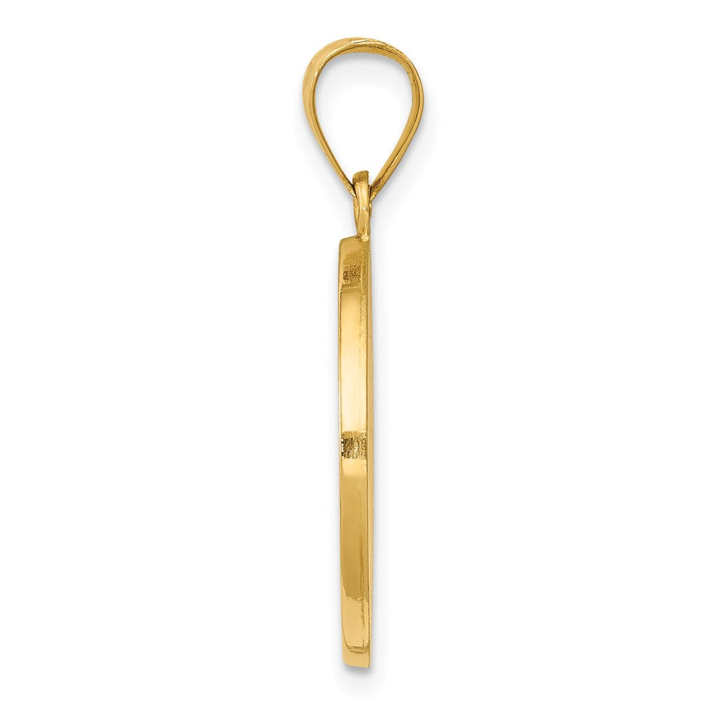 14K Polished Satin Hollow Spanish Divino Nino Round Medal Pendant