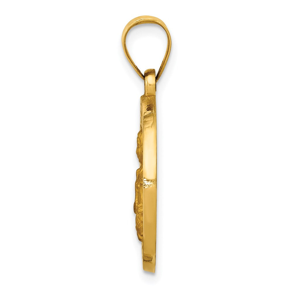 14K Polished and Satin St. Brigid Hollow Medal Pendant