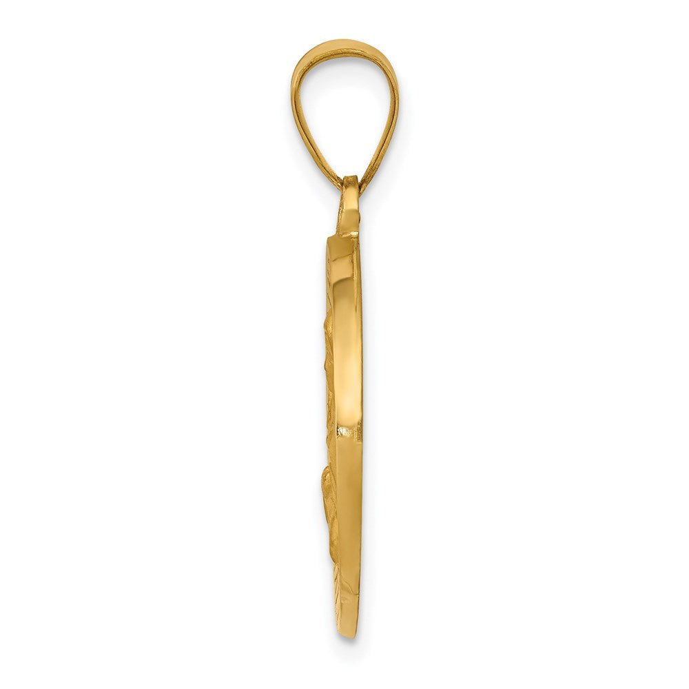 14K Polished and Satin St. Cecilia Hollow Medal Pendant