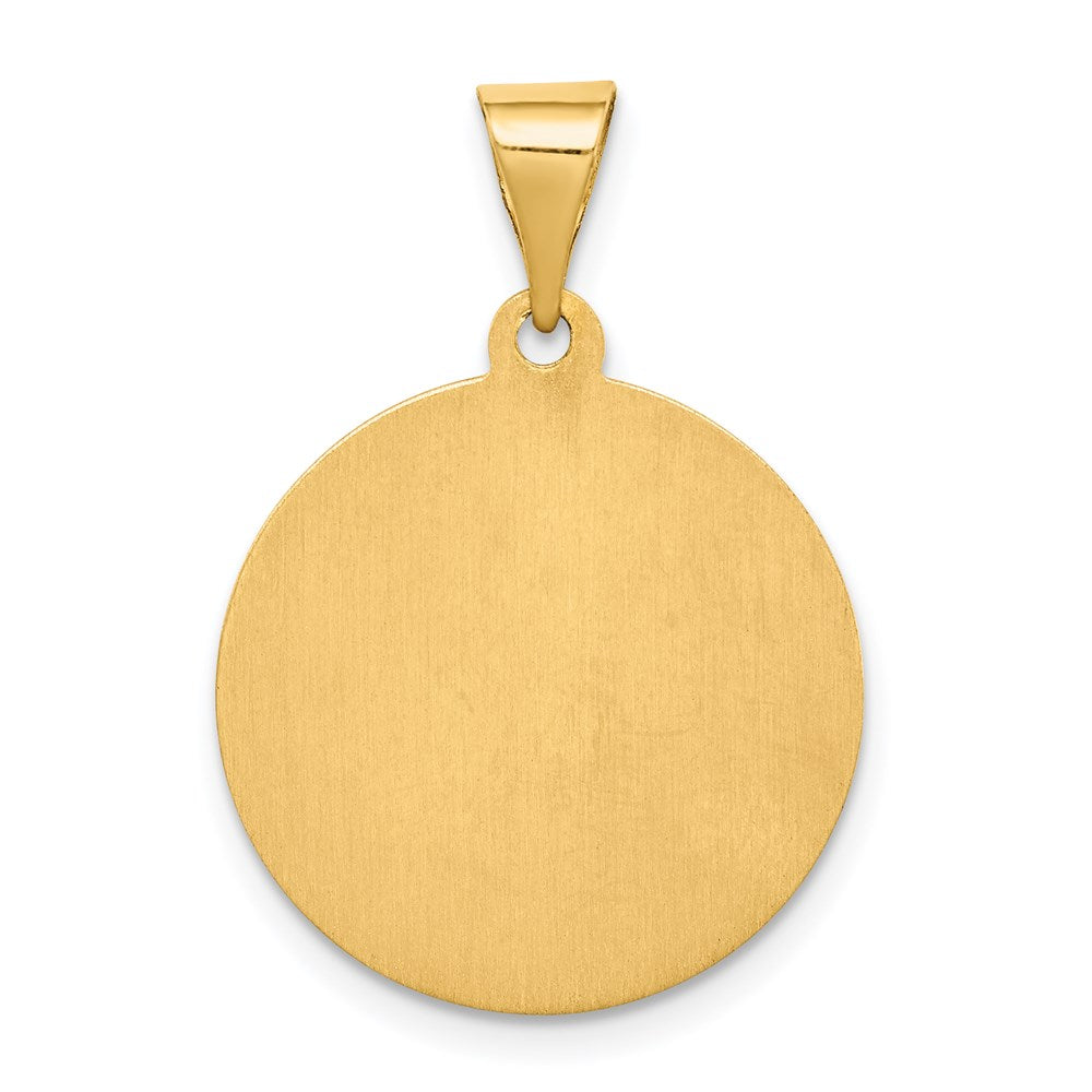 14K Polished and Satin Hollow St. Maria Goretti Medal Round Pendant
