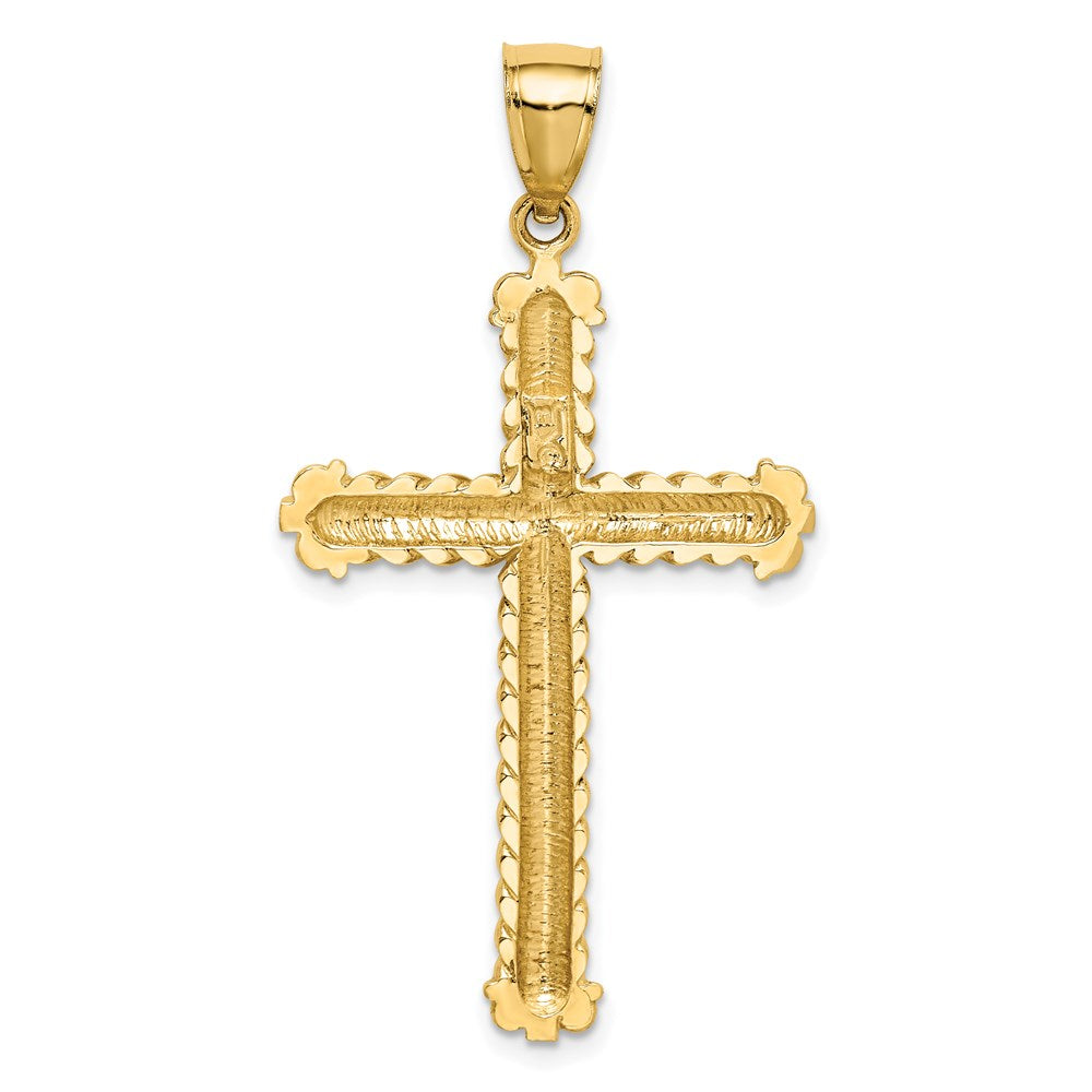 14K Large Diamond-cut Cross Pendant