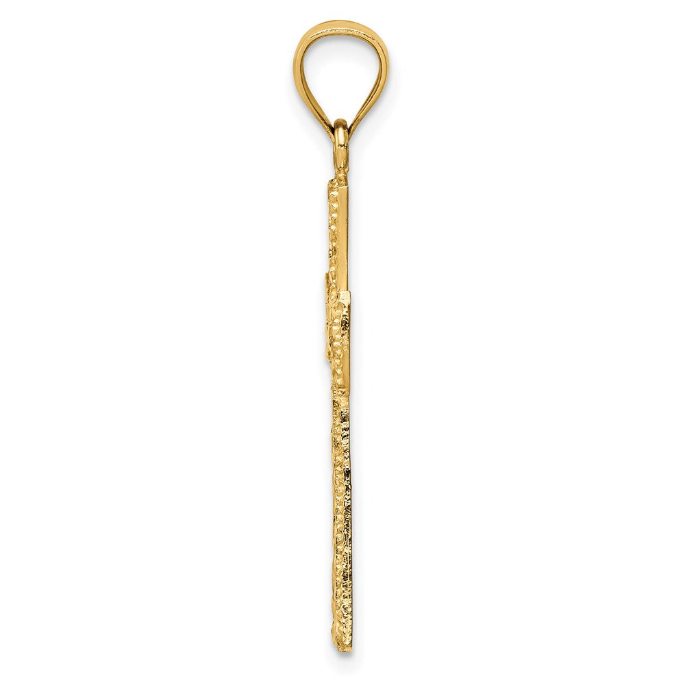 14K Cut-out Diamond-cut Cross Pendant