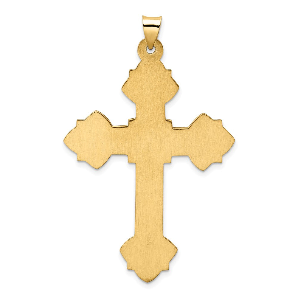 14k Polished Hollow Large Fancy Fleur de Lis Cross Pendant