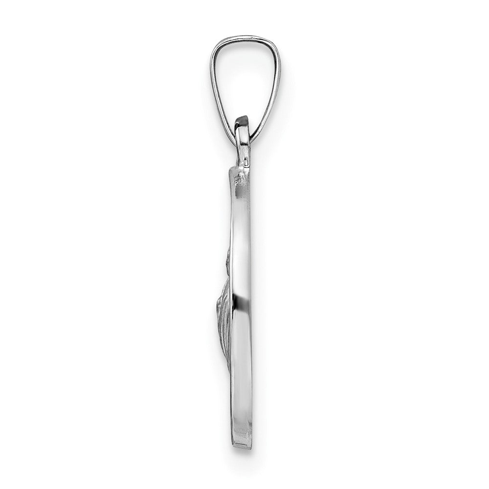 14k White Gold Polished and Satin Hollow St Jude Thaddeus Medal Round Pendant