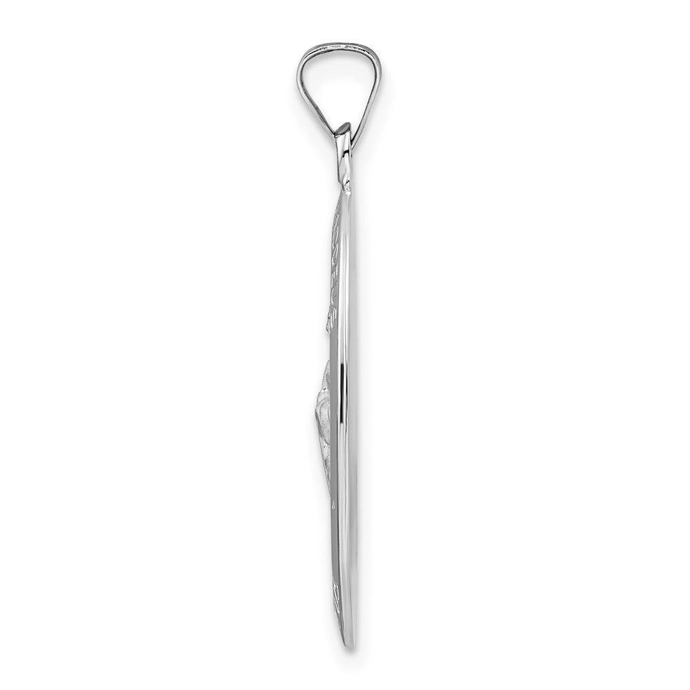 14K White Gold Polished and Satin Solid St Jude Thaddeus Medal Oval Pendant