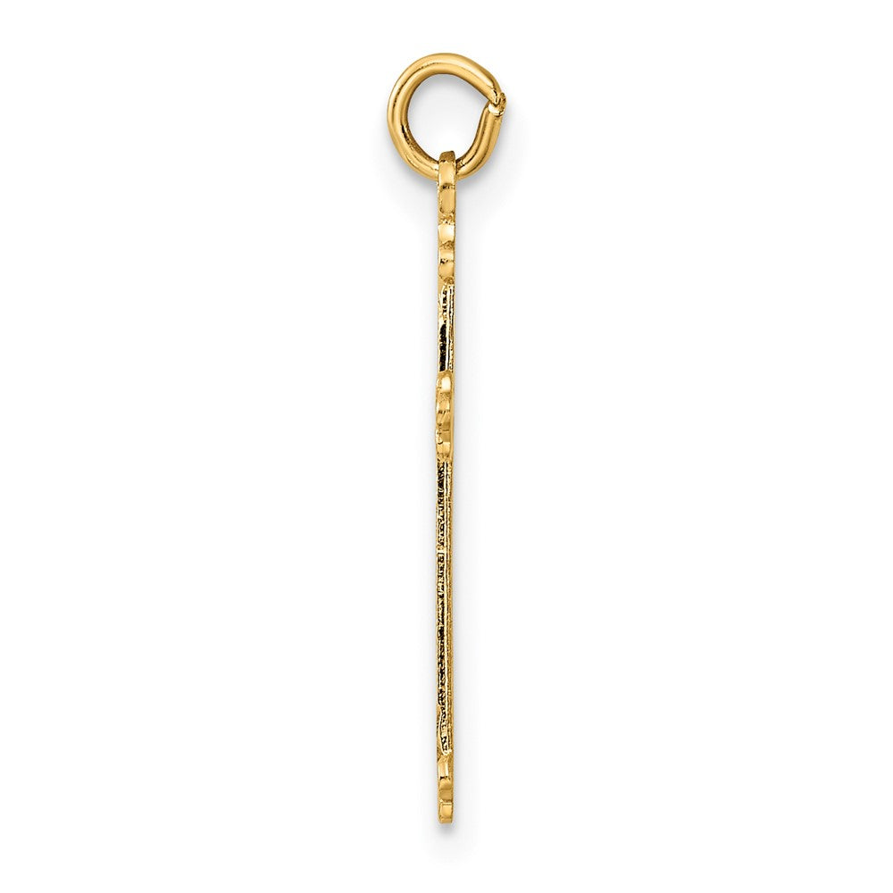 14k Polished and Textured Solid Diamond Shape Center Cross Pendant