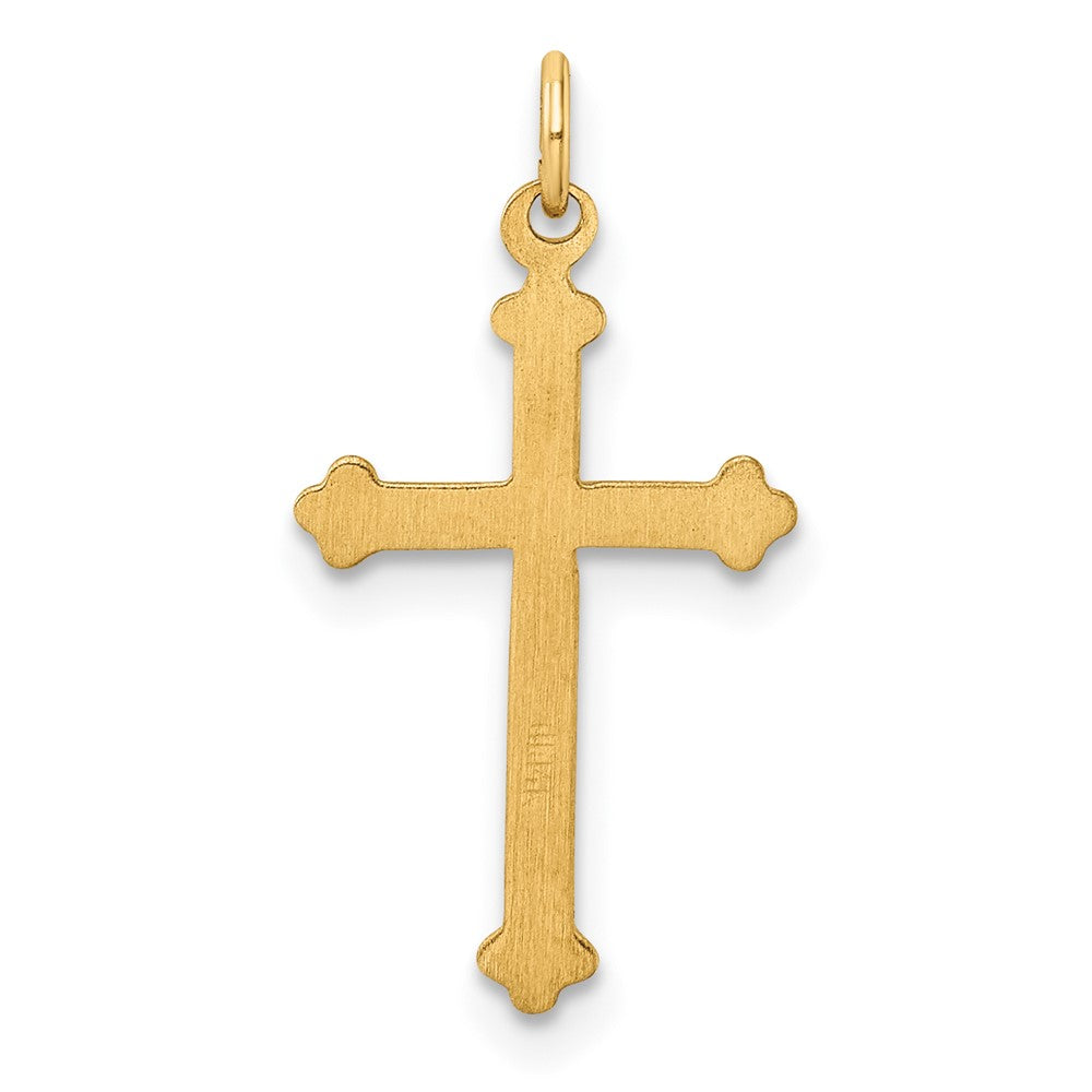 14k Polished and Textured Solid Diamond Shape Center Cross Pendant