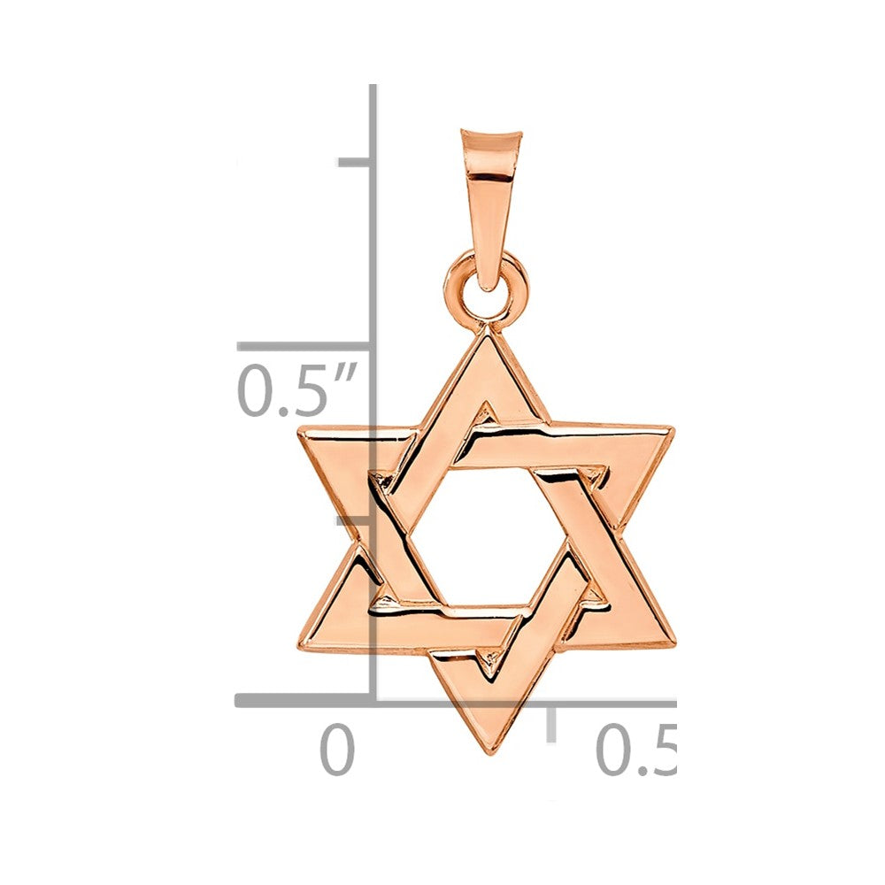 14k Rose Gold Polished Solid Star of David Pendant