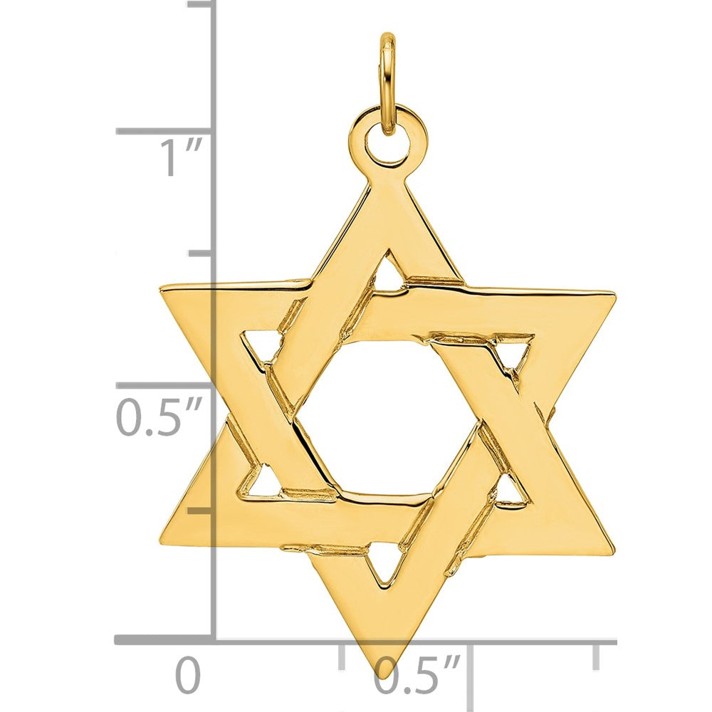 14k Polished Solid Star of David Pendant