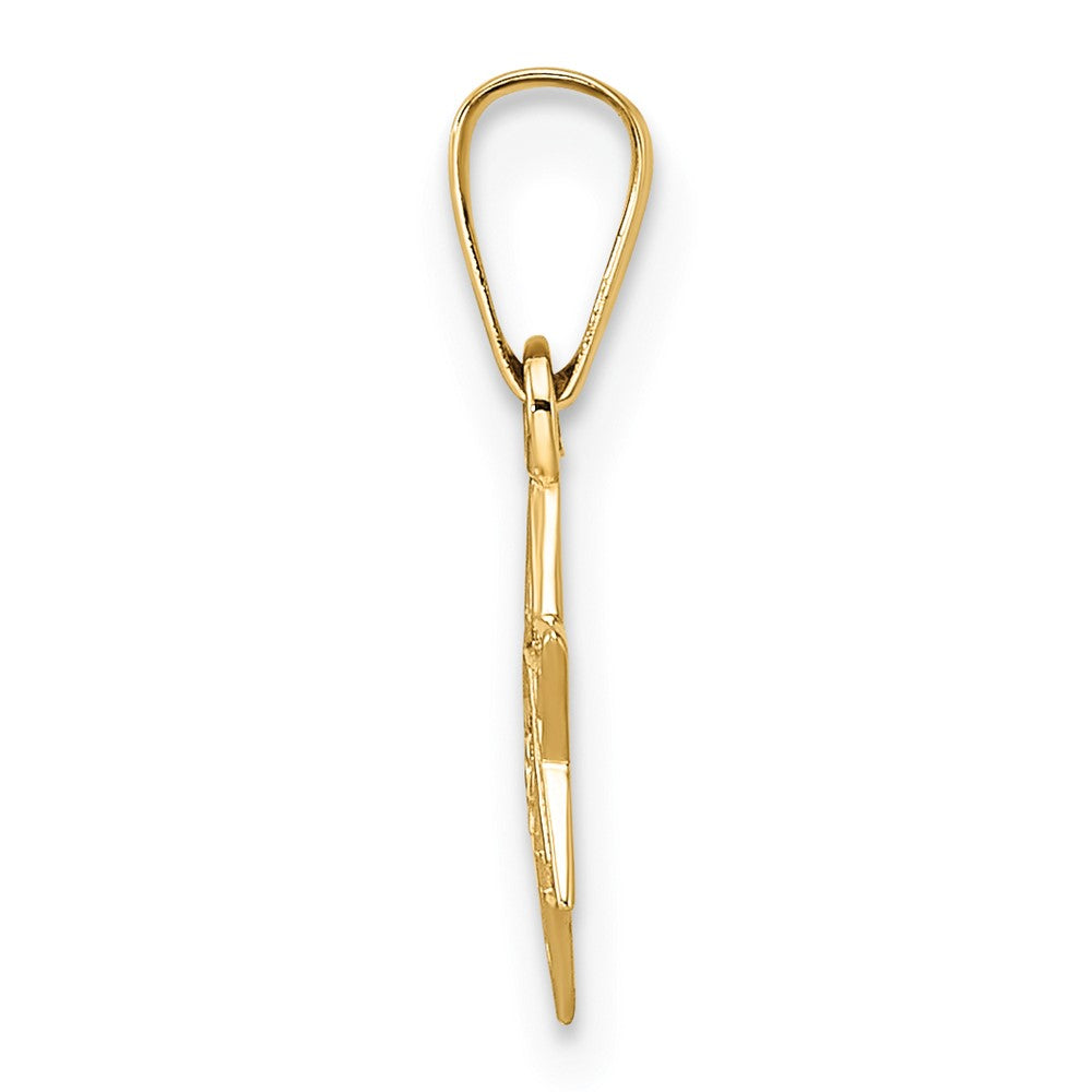 14k Polished and Textured Solid Star of David Pendant
