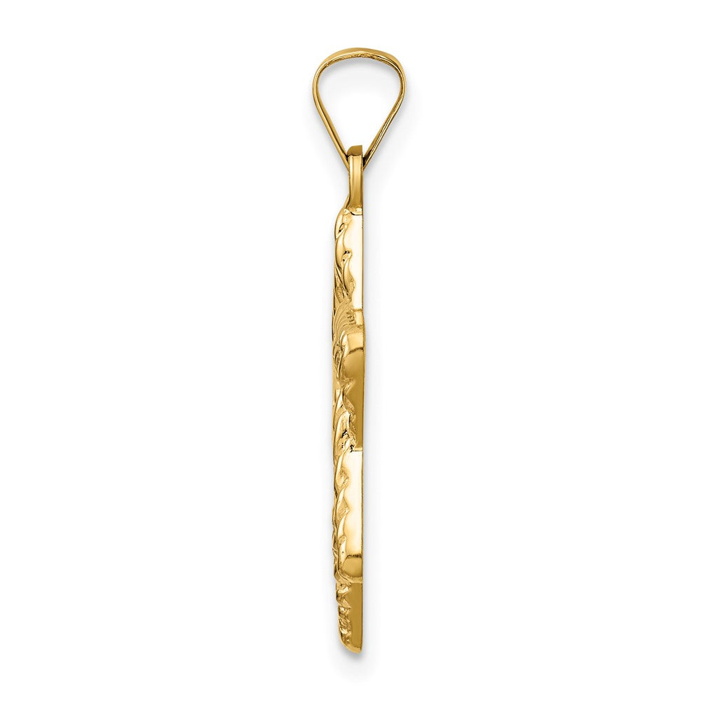 14k Polished and Textured Solid Star of David Pendant