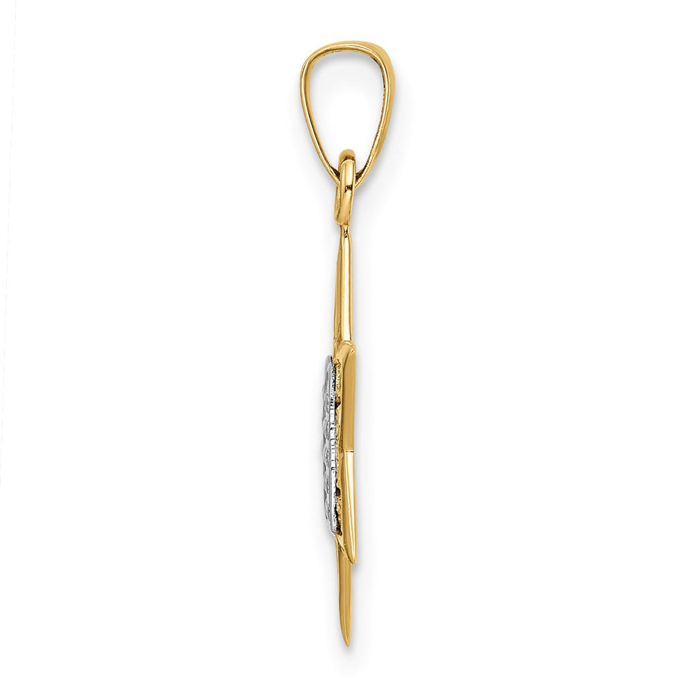 14k Two-tone Polished Solid Star of David and Torah Pendant