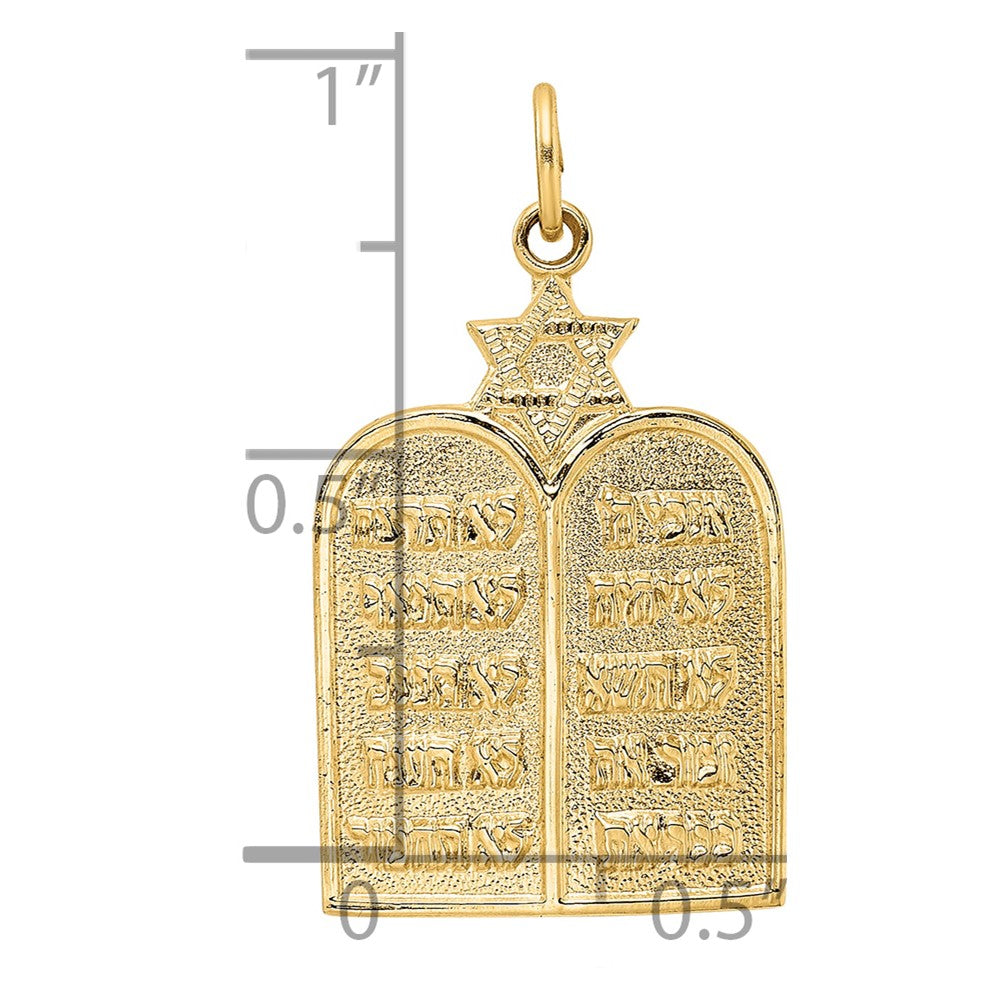 14k Polished Solid Ten Commandments and Star of David Pendant
