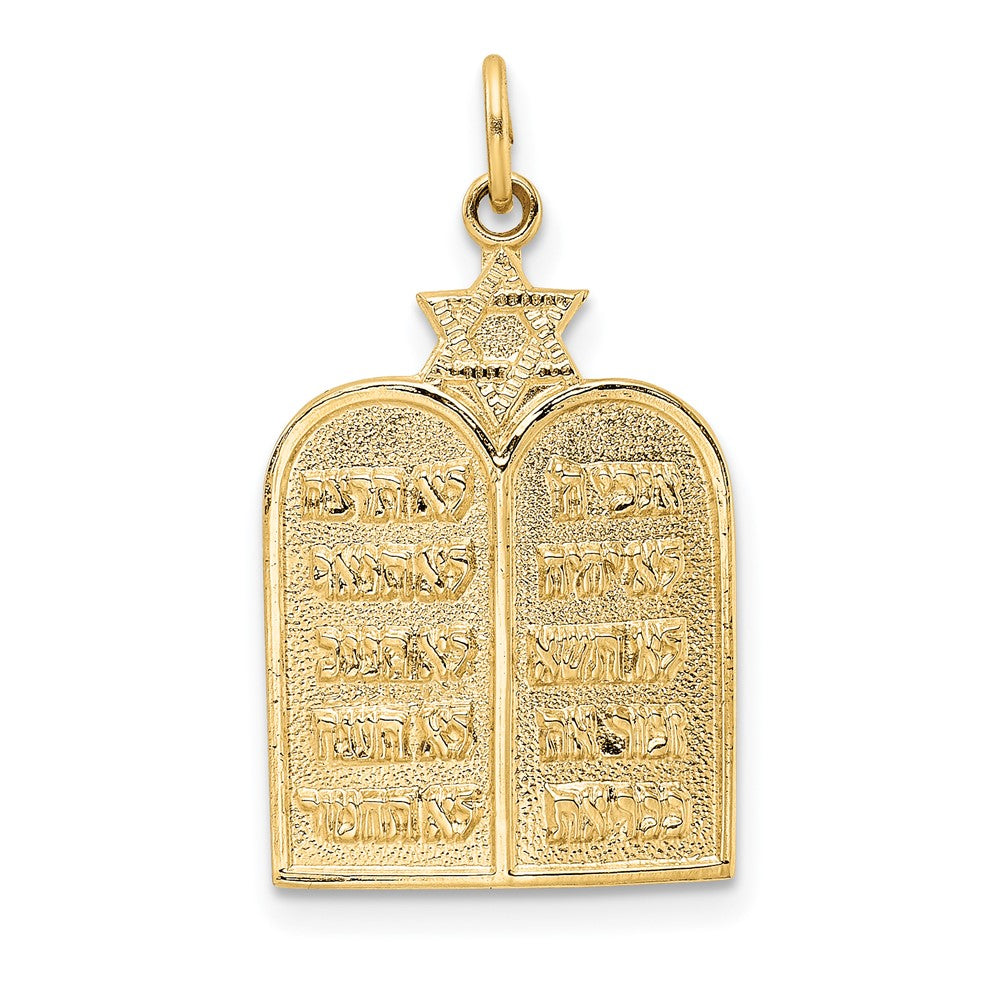 14k Polished Solid Ten Commandments and Star of David Pendant