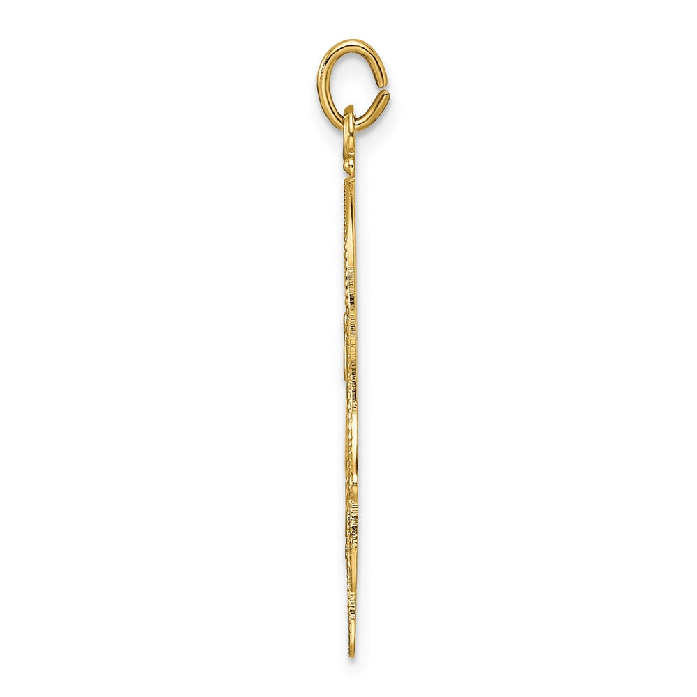 14k Polished and Textured Solid Hamsa Pendant