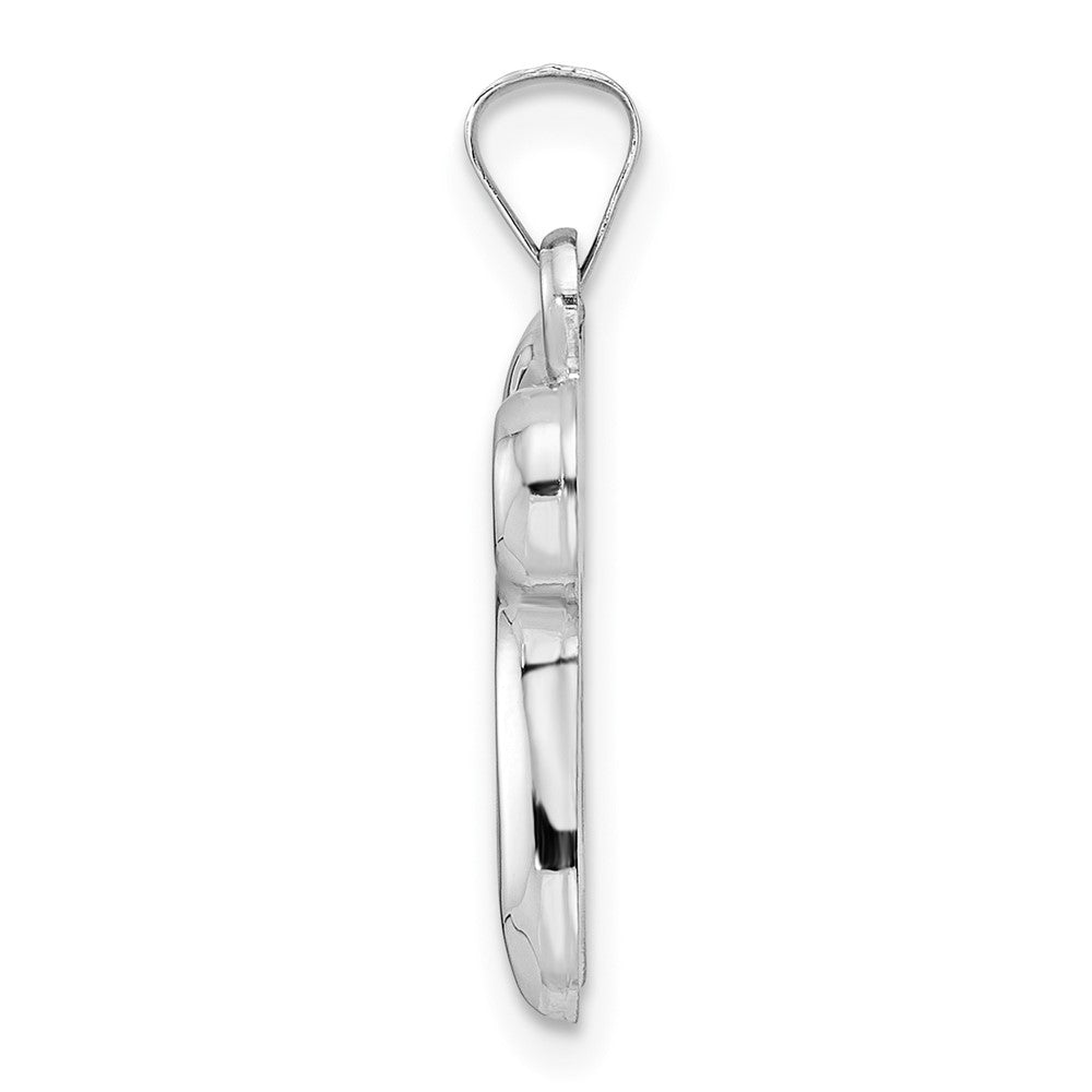 14k White Gold Polished Hollow Chai Pendant