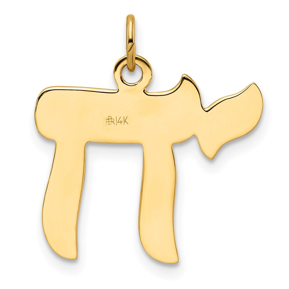 14k Polished and Textured Solid Chai Symbol Pendant