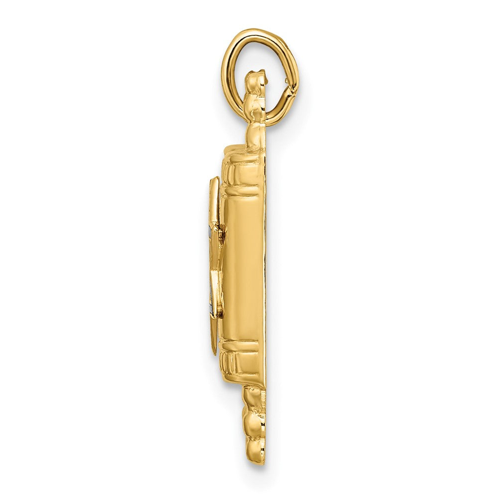 14k Polished Solid Torah with Blue and White Enameled Star of David Pendant