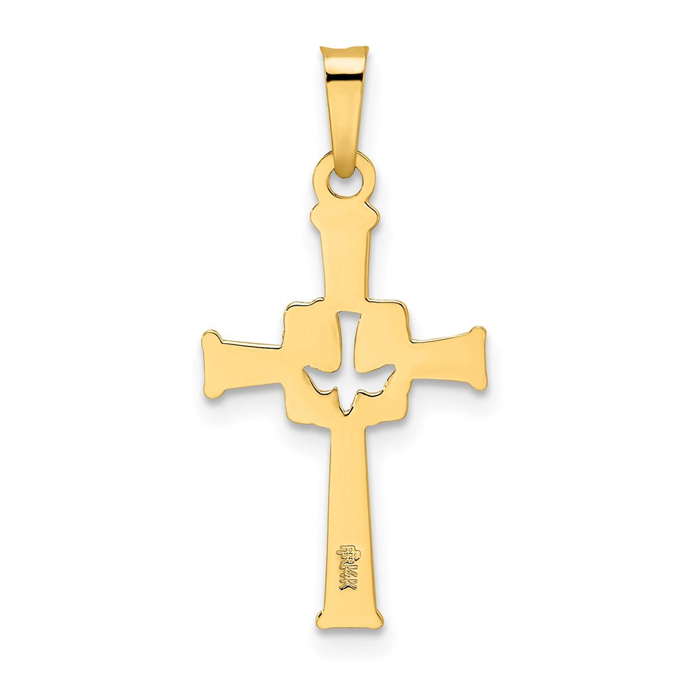 14k Polished Cut-Out Solid Dove Cross Pendant