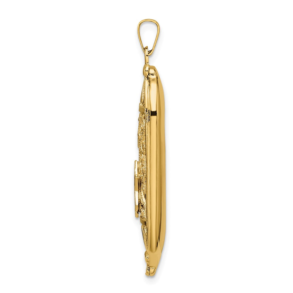 14k Polished Mezuzah with Blue and White Enameled Star of David Pendant