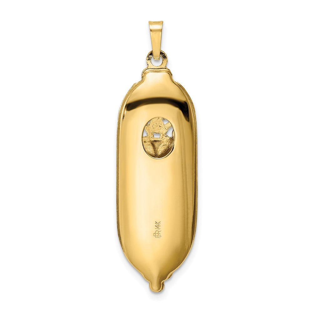 14k Polished Mezuzah with Blue and White Enameled Star of David Pendant