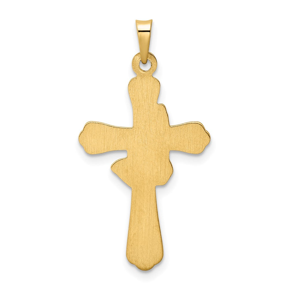 14k and White Rhodium Polished Hollow Praying Hands Cross Pendant