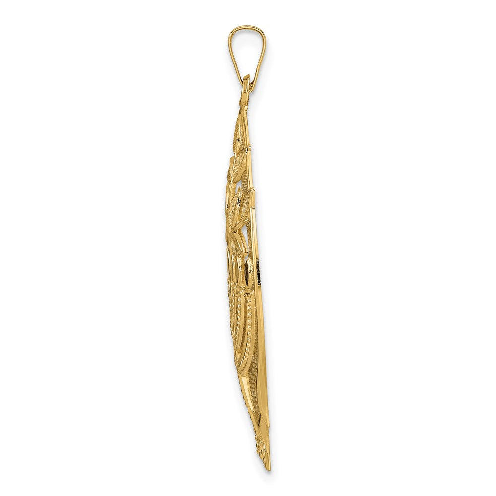 14k Polished Hollow Large Menorah and Tree of Life Pendant