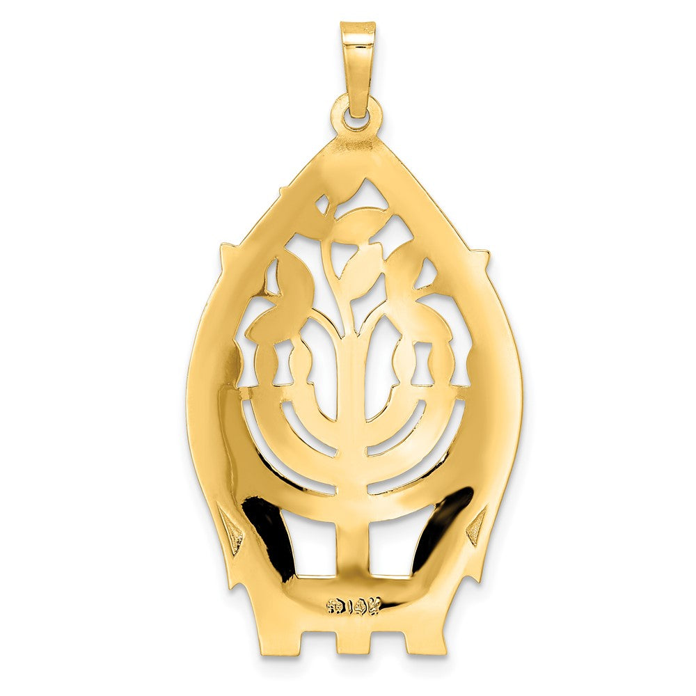 14k Polished Hollow Large Menorah and Tree of Life Pendant