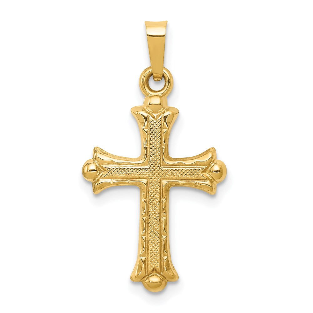 Polished;Die struck;14k Yellow gold;Flat back;Hollow;Polished back;Textured