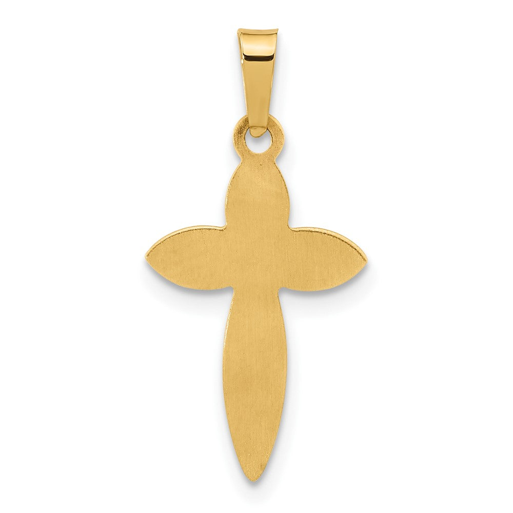 14k Polished Hollow Beaded Edge Passion Cross Pendant
