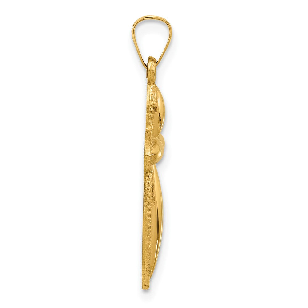 14k Polished Hollow Beaded Edge Passion Cross Pendant