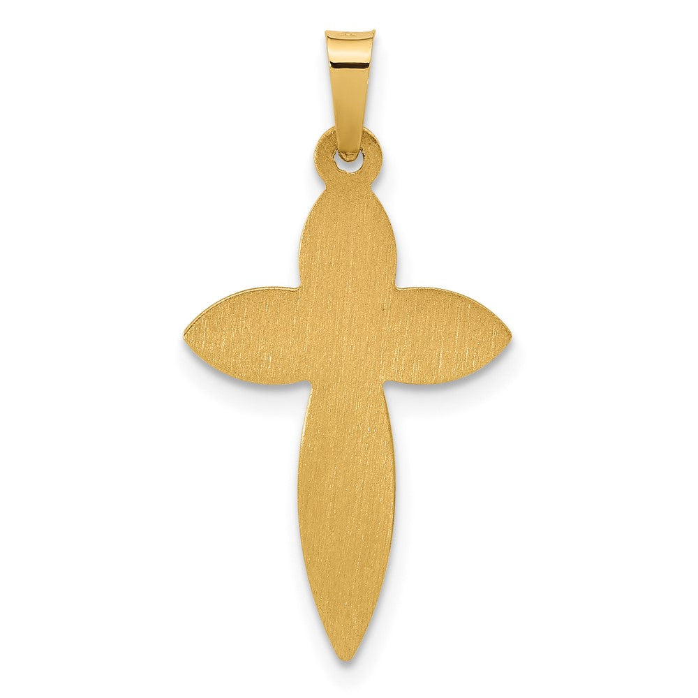 14k Polished Hollow Beaded Edge Passion Cross Pendant