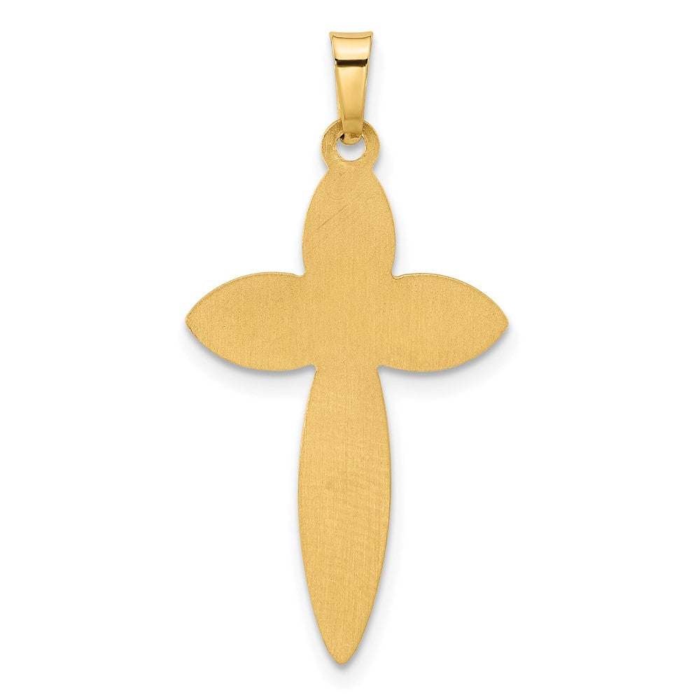 14k Polished Hollow Beaded Edge Passion Cross Pendant
