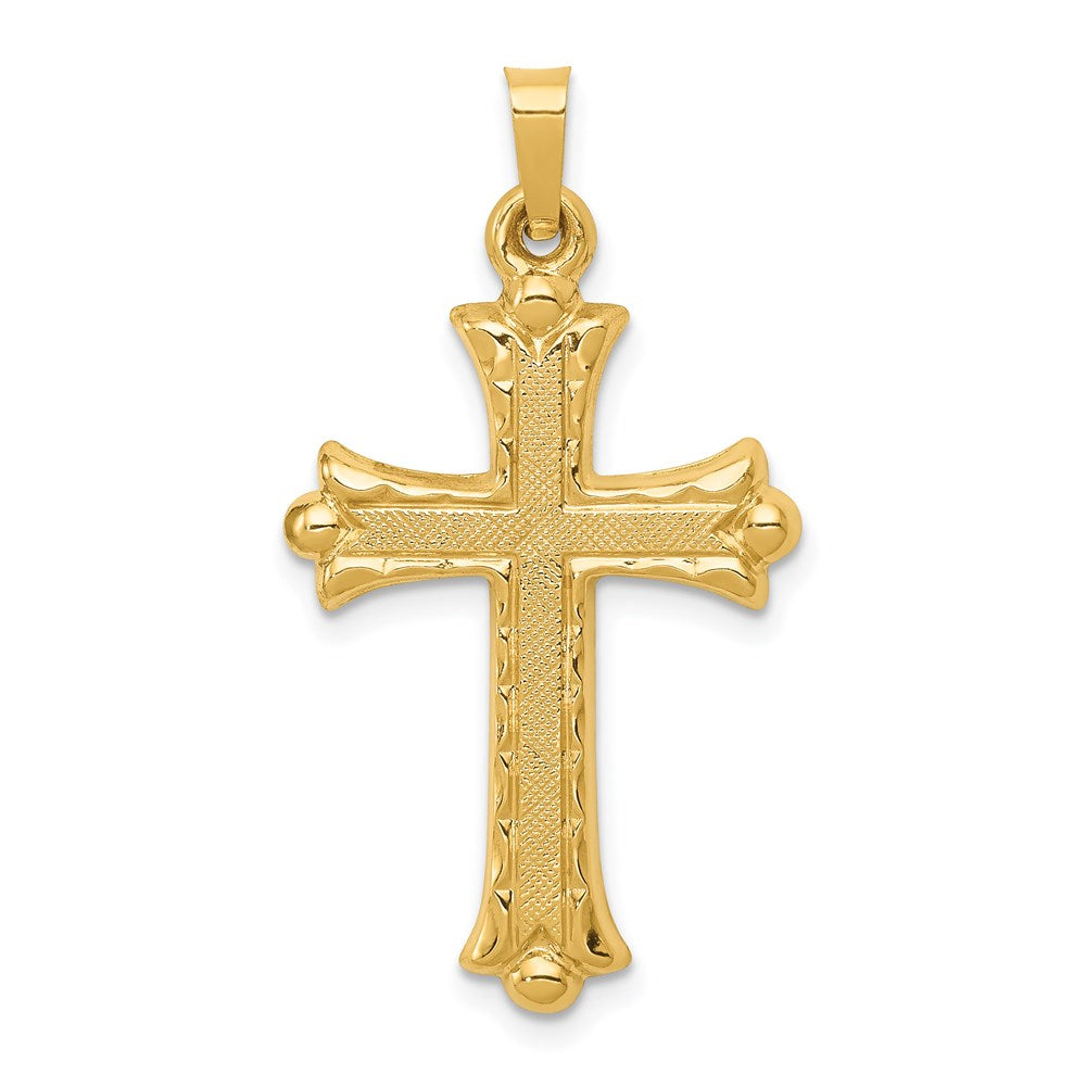 Polished;Die struck;14k Yellow gold;Flat back;Hollow;Polished back;Textured