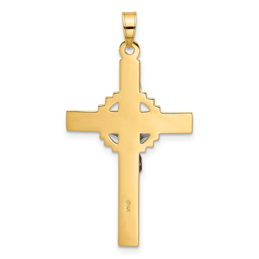 14k Two-Tone Textured Hollow INRI Iona Crucifix Pendent