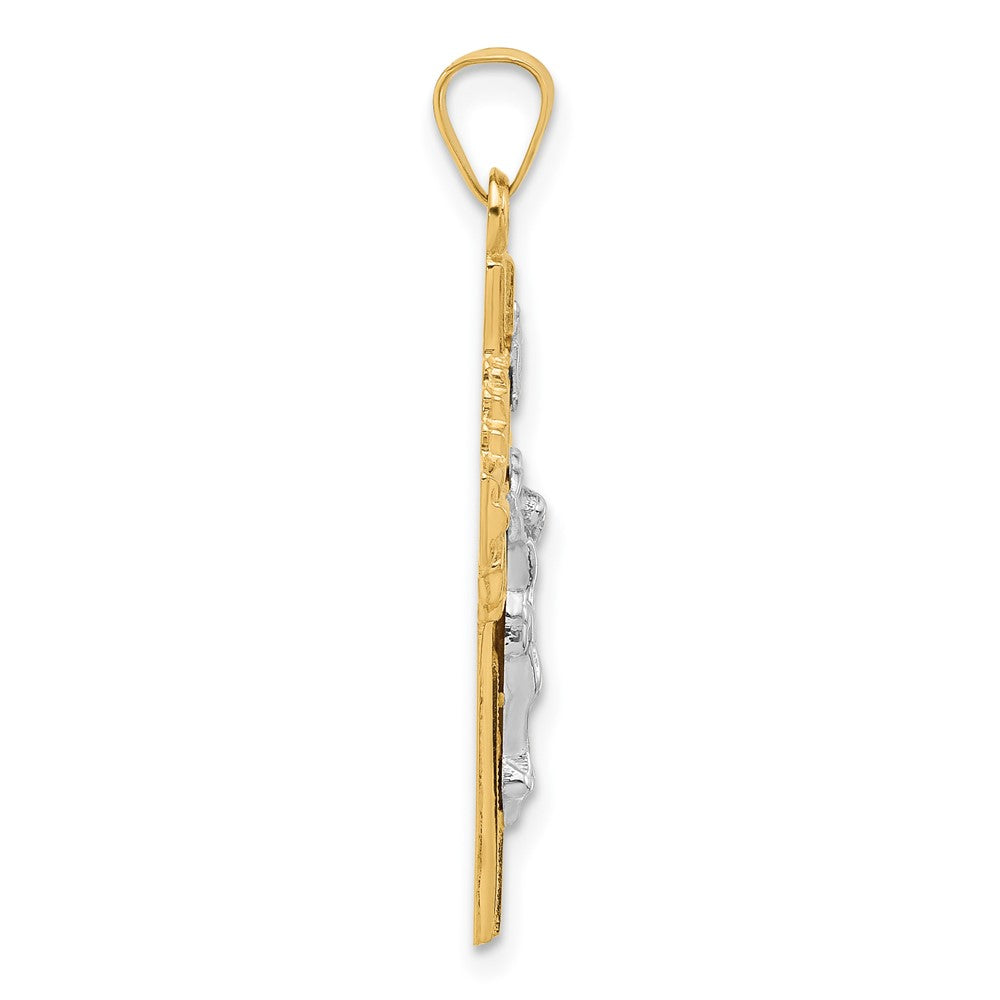 14k Two-Tone Hollow INRI Iona Crucifix Pendent